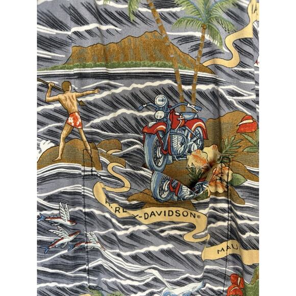 Harley Davidson Hawaiian Surfer Shirt XL Mens Vintage Hawaii Made in USA - Picture 6 of 10